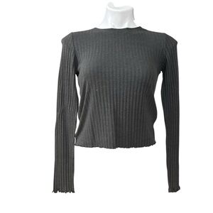 Grey ribbed American Eagle long sleeve crop top size small